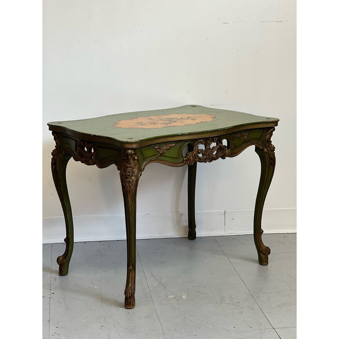 Antique French Provincial Accent Table with Hand Painted Carved Details Made in Italy