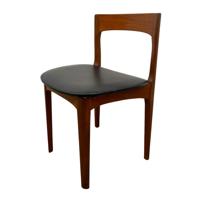 Mid-Century Modern Teak Dining Chairs UK Import – Set of 4 Danish Modern Style Black Vinyl Side Chairs