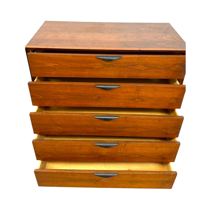 Merton Gershun for Dillingham Esprit Walnut 5-Drawer Highboy Dresser – Mid-Century Modern Tallboy