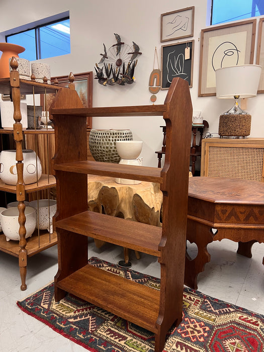 Vintage Mahogany Solid Wood Open Bookshelf in Arts and Crafty Style