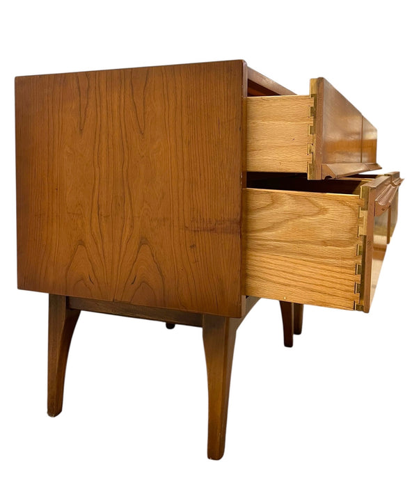 Vintage Mid-Century Modern Two-Drawer Nightstands - Matching Pair with Dovetailed Drawers