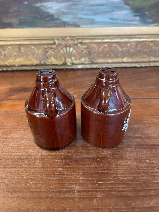 Mid-Century Ceramic "Little Brown Jug" Salt and Pepper Shakers - Japan
