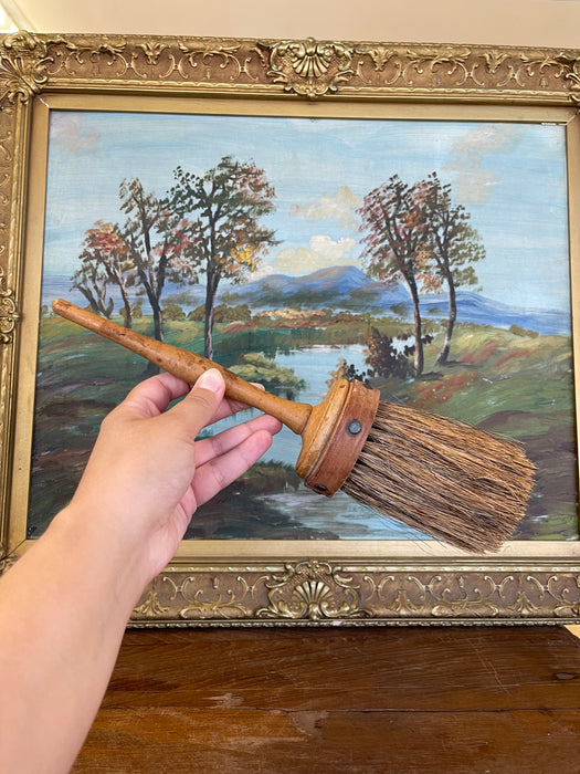 Handcrafted Whisk Broom with Turned Wood Handle and Natural bristles