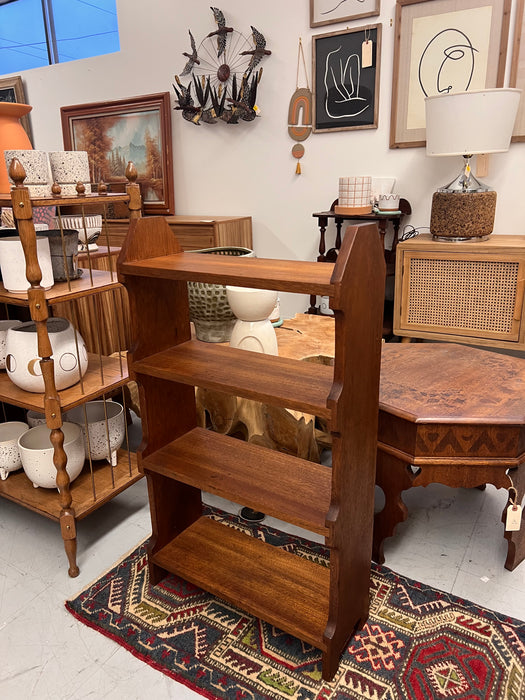 Vintage Mahogany Solid Wood Open Bookshelf in Arts and Crafty Style