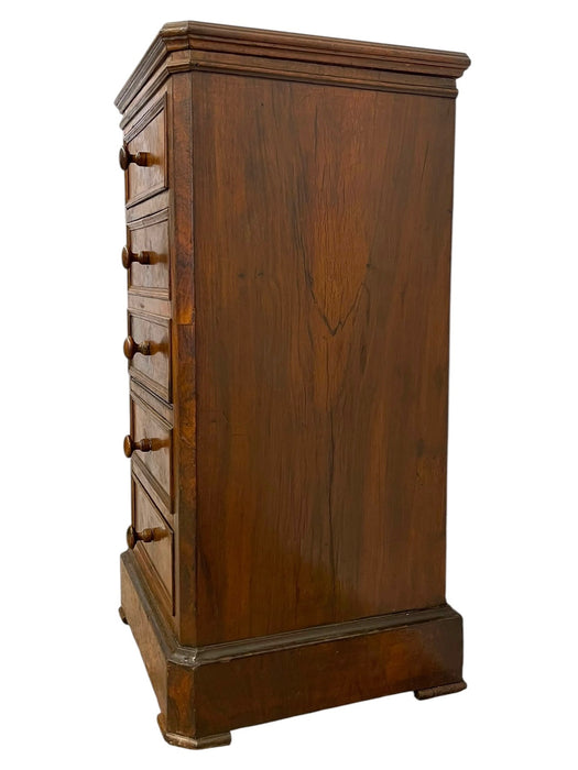 Antique Style Marble Top Bedside Chest with Drop Front Cabinet