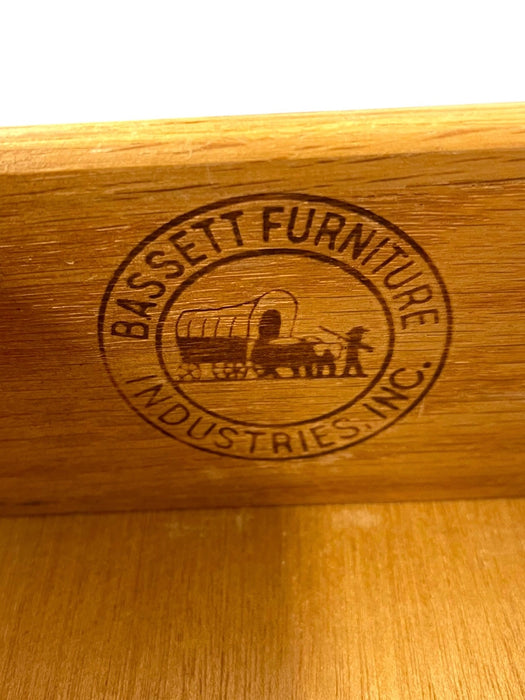 Mid Century Modern Bassett Furniture 4 Drawer Dresser with Dovetail Construction and Brass-Toned Pulls
