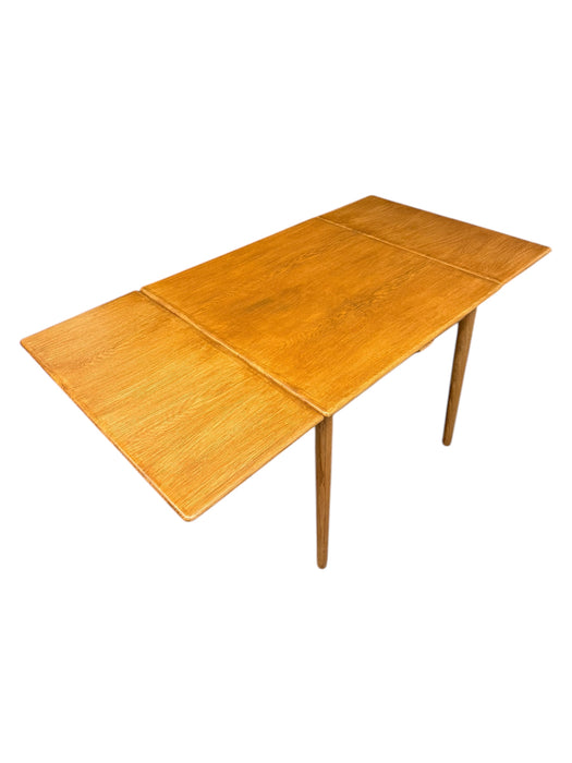Vintage Danish Mid Century Modern Oak Dining Table With Two Pull Out Leaves