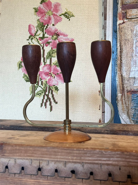 Vintage Danish Style Candle Holder With Wood Accents.(online purchase only)