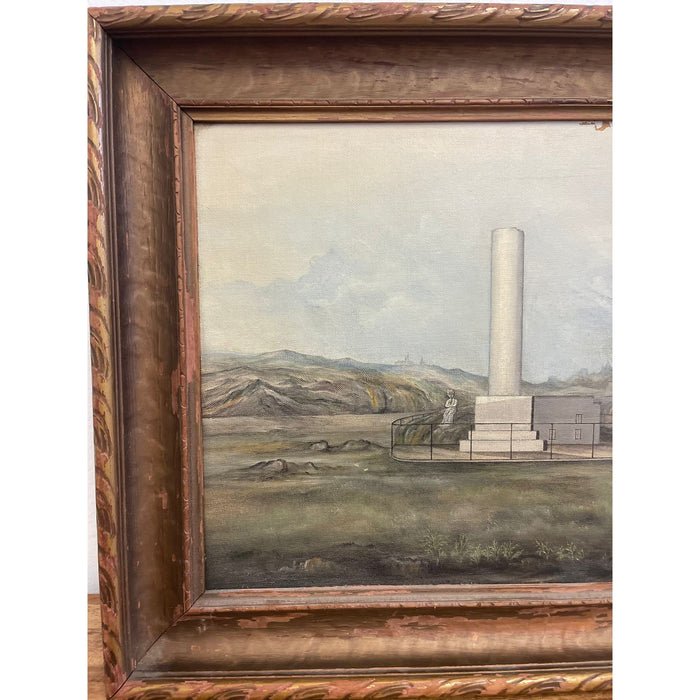Vintage Framed Original Painting of Norwegian Country and Monument
