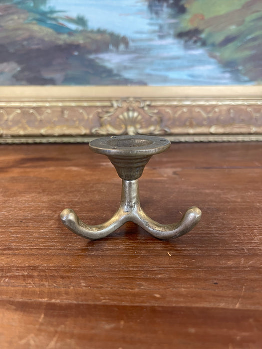 Likely Antique Brass Toned Tripod Wall Hook or Hat Rack Base Mount