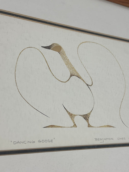 Vintage framed and matted art Title ‘ Dancing Goose ’ by Benjamin Chee chee dated 1975