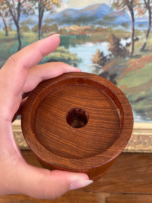 Vintage Kalmar Teak Wood Candle Holder or Vessel Base, Made in Thailand