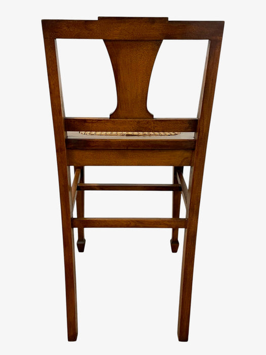 Vintage Arts & Crafts Style Wooden Side Chair with Caned Seat and Shaped Back Splat