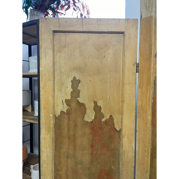 Vintage Room Divider With Floral Motif