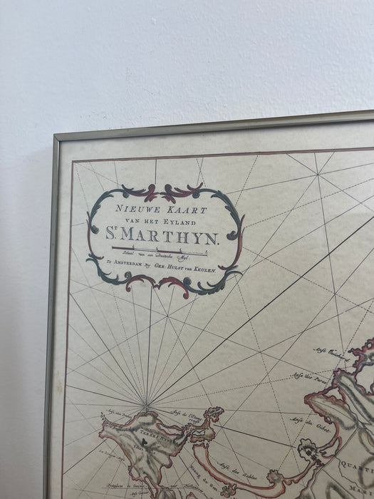 Vintage Map Print of Saint Martin Island in the Caribbean Sea, Written in Dutch.
