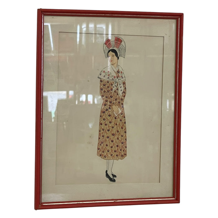 Vintage French Fashion Print by Lepage-Medvey, Costumes Français Champagne Woman, Framed Paris Editions Hyperion Illustration.