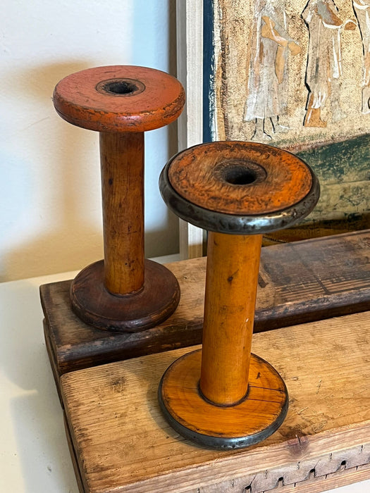 pair of vintage wooden spools ( Online Purchase Only )