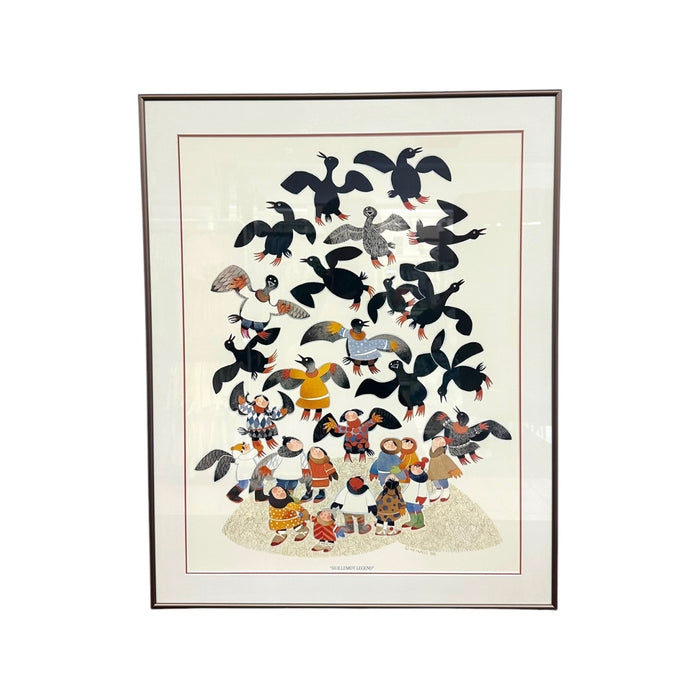Vintage Rie Muñoz "Guillemot Legend" Framed Art Print – 1988 Alaskan Folk Art Illustration