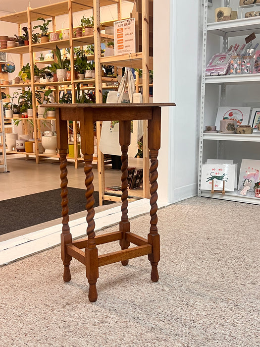 Antique English Barley Twist  Oak Wood Accent End Table Stand UK Import