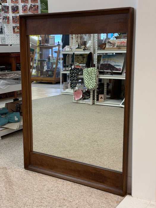 Vintage Mid Century Modern Walnut Wood Mirror by Stanley Furniture