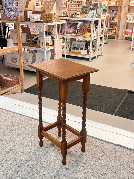 Antique English Barley Twist  Oak Wood Accent End Table Stand UK Import