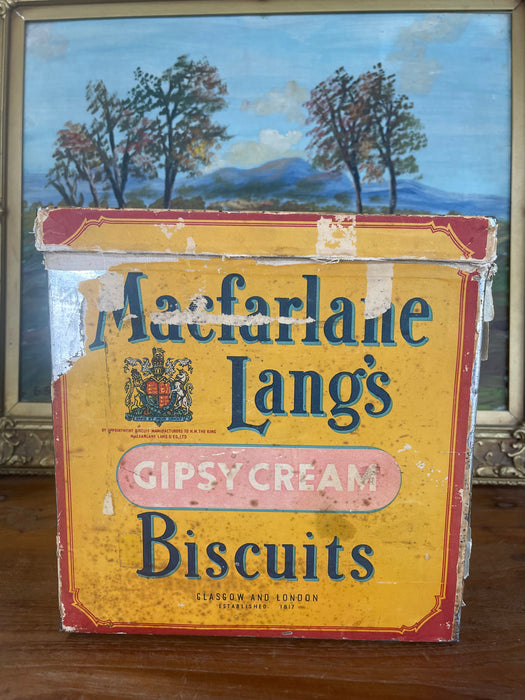 Antique Macfarlane Lang's Gipsy Cream Biscuit Tin Box, Early 20th Century, Glasgow & London