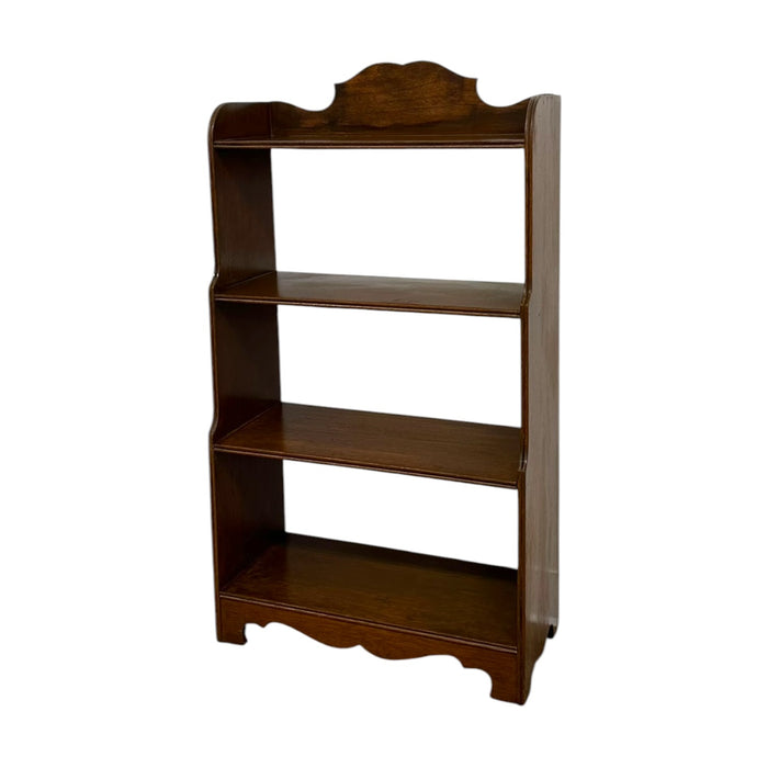 Vintage 4-Tier Solid Wood Bookshelf – Antique Style Scalloped Bookcase and Display Shelf