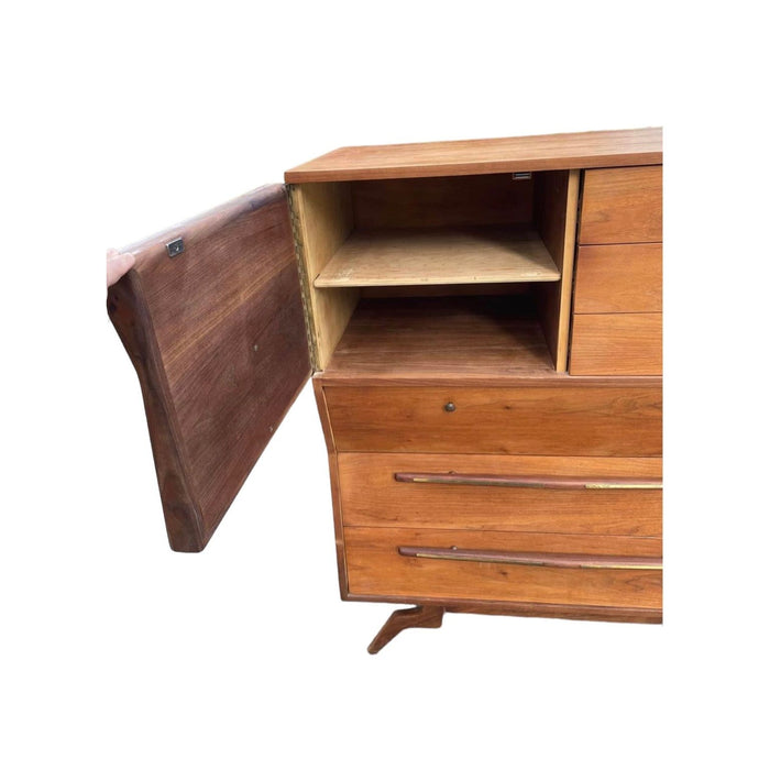 Vintage Mid Century Modern Dresser by John Cameron Custom Made Wood and Metal Handles