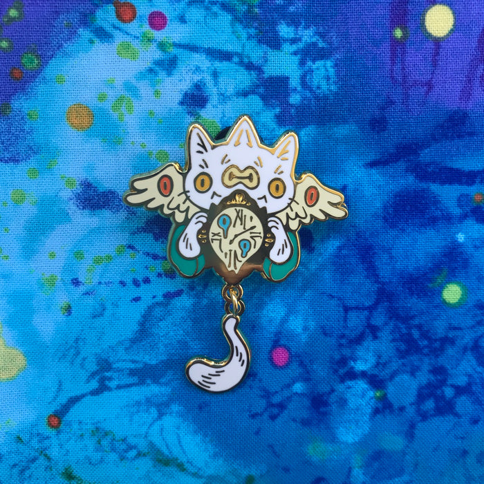 Questioning Cat Angel Pin