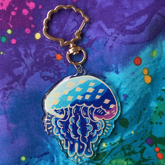 Eldritch Jellyfish Glitter Epoxy Keychain