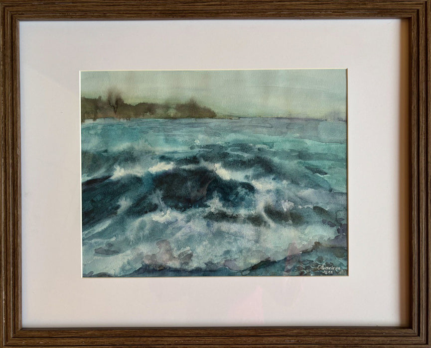 Original Hand-Painted Watercolor -"Summer's Turbulent Tides" Washington State Ocean Waves