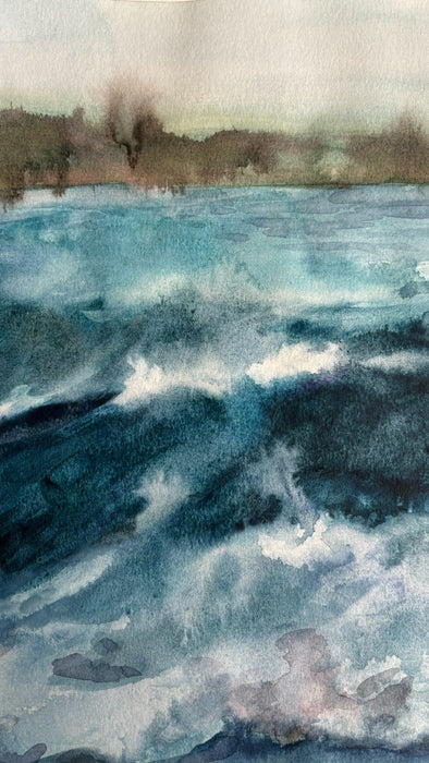 Original Hand-Painted Watercolor -"Summer's Turbulent Tides" Washington State Ocean Waves