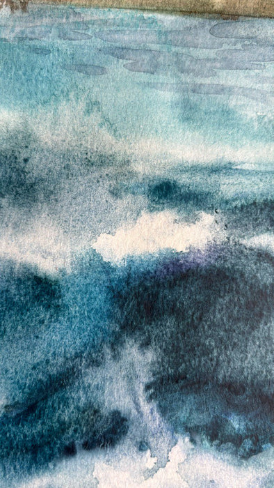 Original Hand-Painted Watercolor -"Summer's Turbulent Tides" Washington State Ocean Waves