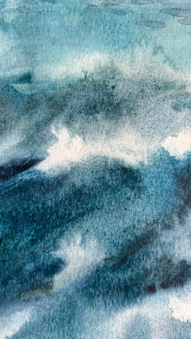 Original Hand-Painted Watercolor -"Summer's Turbulent Tides" Washington State Ocean Waves