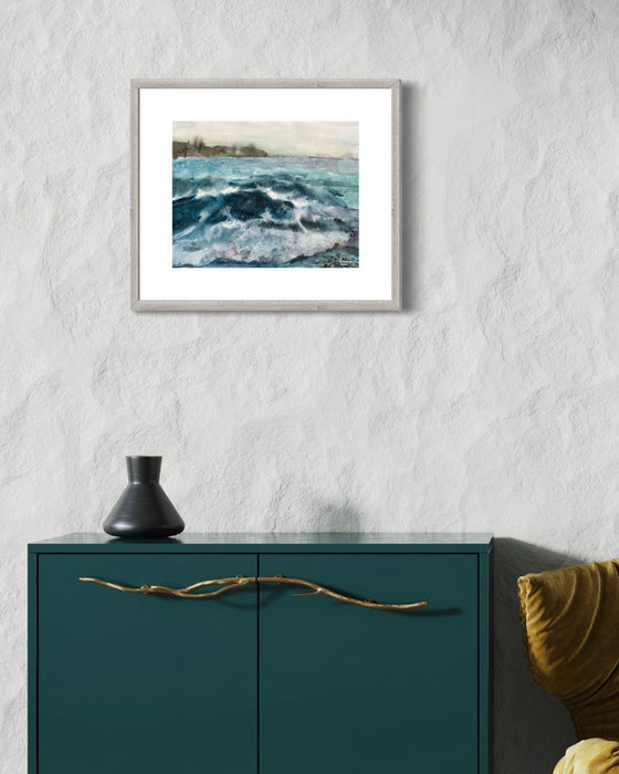 Original Hand-Painted Watercolor -"Summer's Turbulent Tides" Washington State Ocean Waves