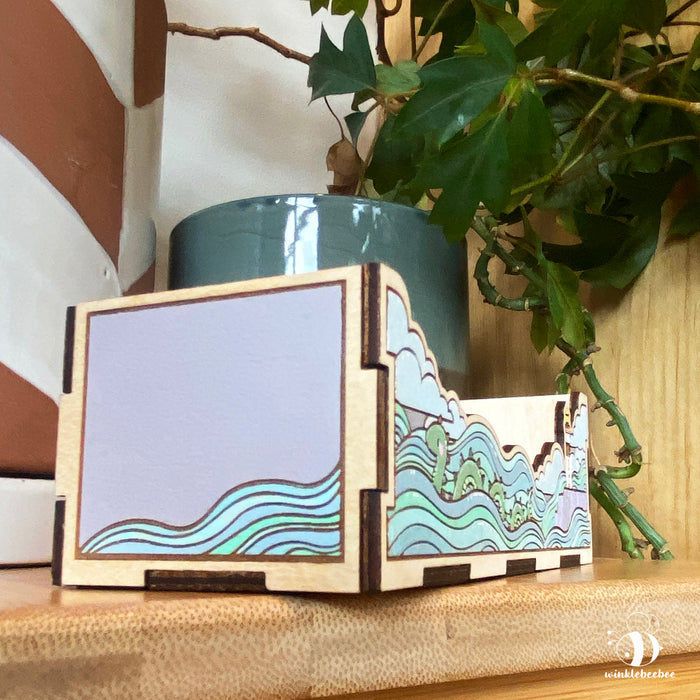 Sea Monster Desk Organizer - Laser Engraved Wood