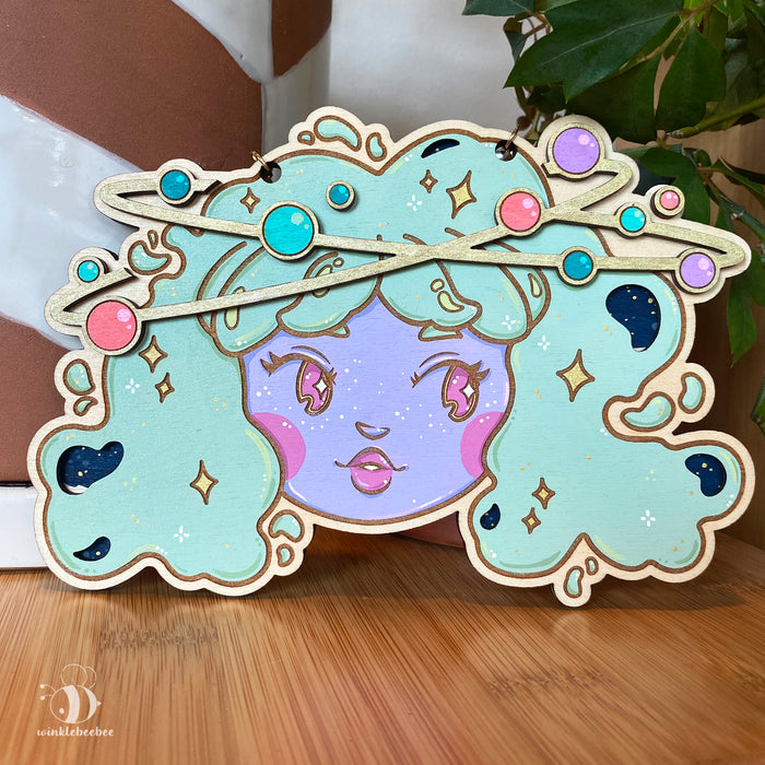 Pastel Space Babe - Laser Engraved Wood Art