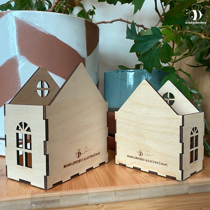 Tiny House Pencil Cups - Laser Engraved Wood