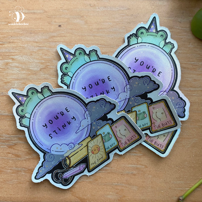 Fortune Teller Frog Sticker (holographic finish)