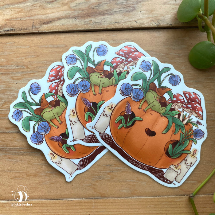 Jack o' Lantern Toad Large Sticker