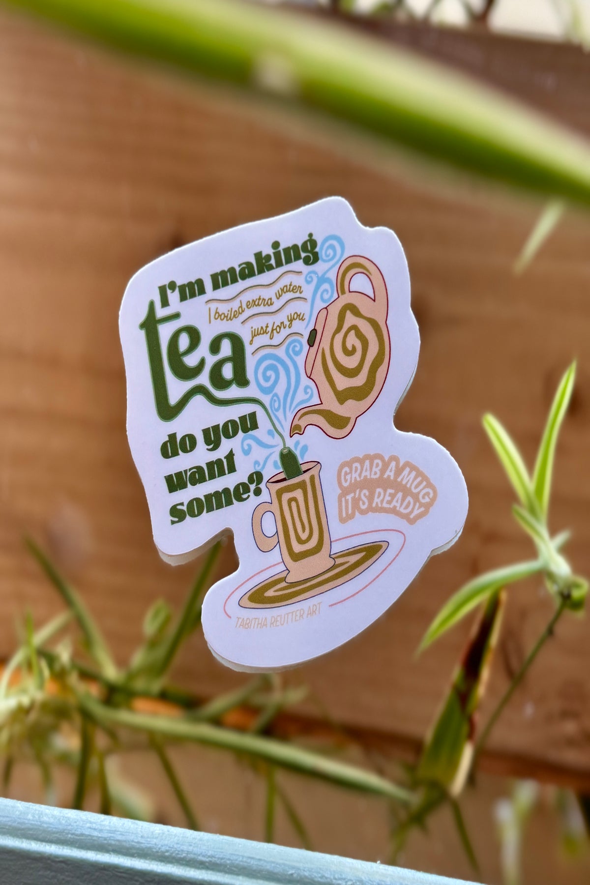 Vinyl Sticker - Making Tea — Big Whale Consignment