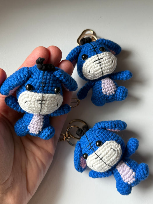 Eeyore keychain,crochet eeyore keychain,amigurumi keyring