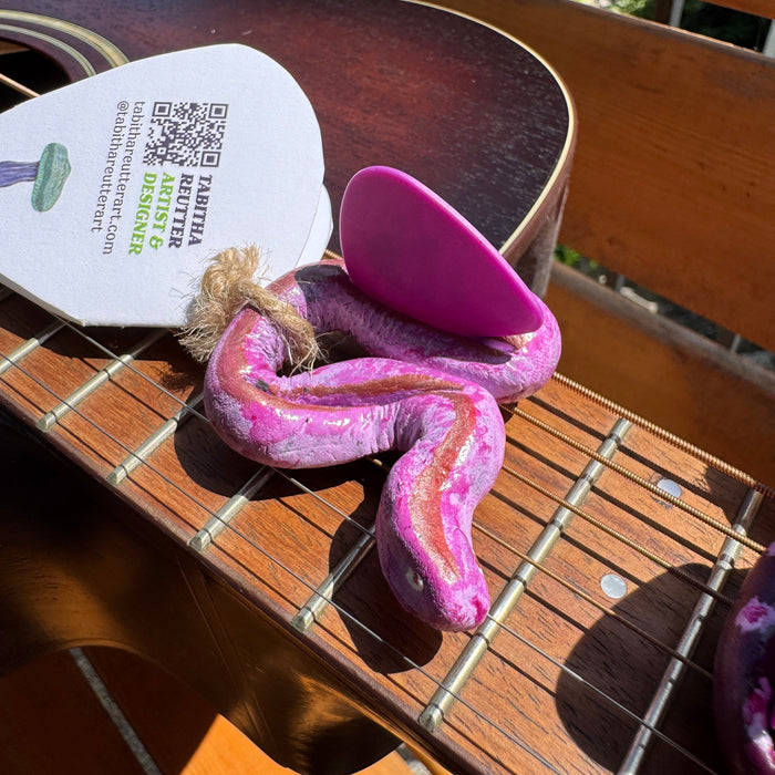 Clay Guitar Pick Holder - Fun Gift for Guitar Player - Snake Artwork