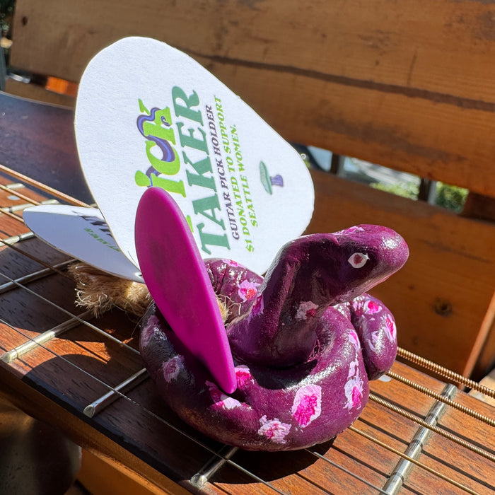 Clay Guitar Pick Holder - Fun Gift for Guitar Player - Snake Artwork