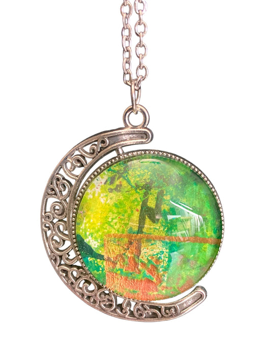 Hand Painted Moon Necklace