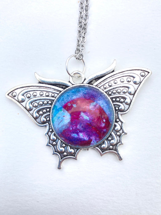 Hand Painted Butterfly Necklace