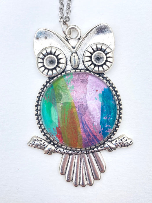 Hand Painted Owl Necklace