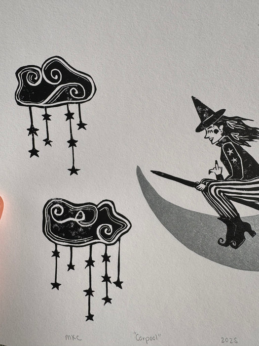 "Carpool" Linocut Print