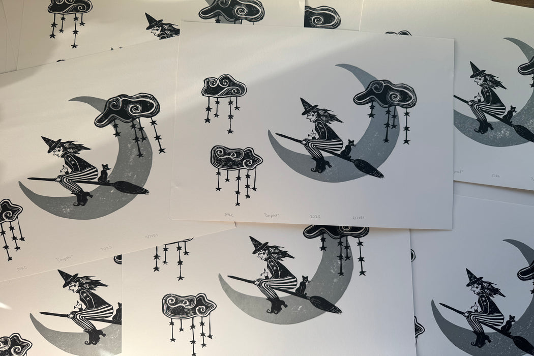 "Carpool" Linocut Print