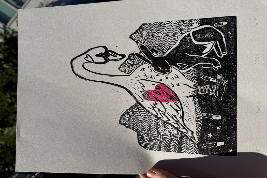 "Bunny" Linocut Print
